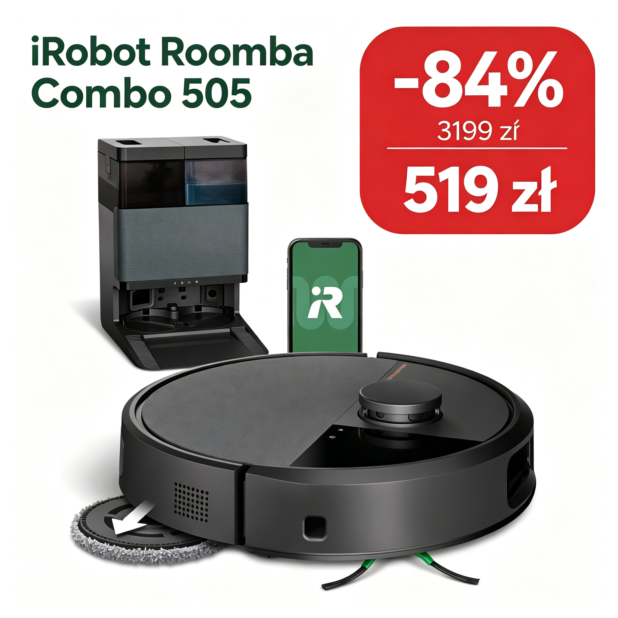 iRobot Roomba Combo 505 — Robot sprzątający 2w1 z stacją AutoWash™